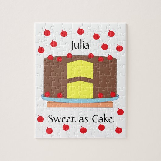 Puzzle Gâteau jaune et cerises : blanc (Vertical)