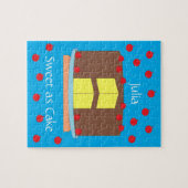 Puzzle Gâteau jaune et cerises : Bleu-vert (Horizontal)