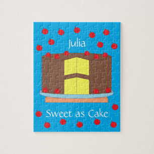 Puzzle Gâteau jaune et cerises : Bleu-vert