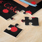 Puzzle Gâteau jaune et cerises : Noir (Côté)