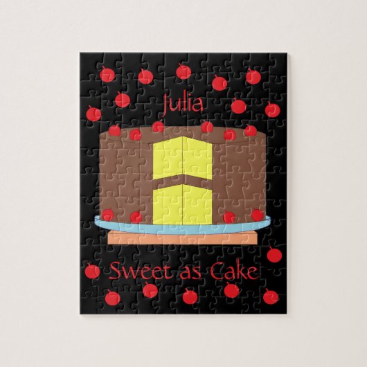 Puzzle Gâteau jaune et cerises : Noir (Vertical)