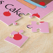 Puzzle Gâteau jaune et cerises : rose (Côté)