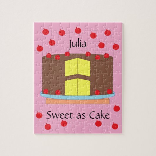 Puzzle Gâteau jaune et cerises : rose (Vertical)