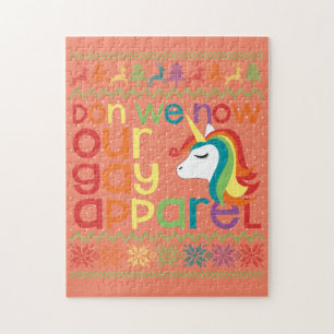 Puzzle Gay Christmas Rainbow Unicorn Don We Now Our Gay