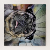 Puzzle Gazon hypnotique - Chien Carlin (Horizontal)