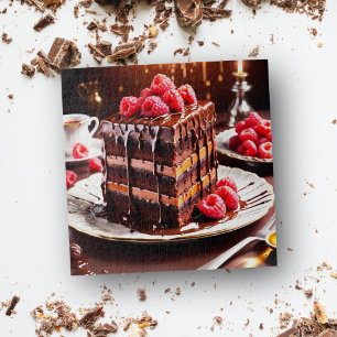 Puzzle géant du gâteau au chocolat et caramel