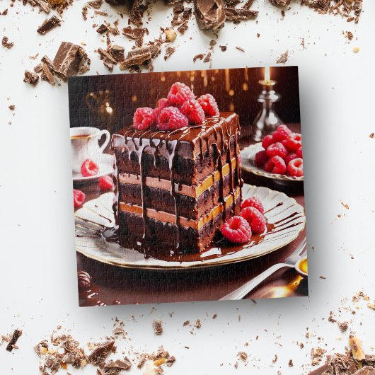 Puzzle géant du gâteau au chocolat et caramel