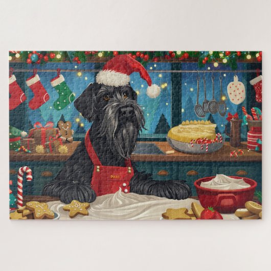 Puzzle Géant Schnauzer Gourmande : Noël Festif (Horizontal)