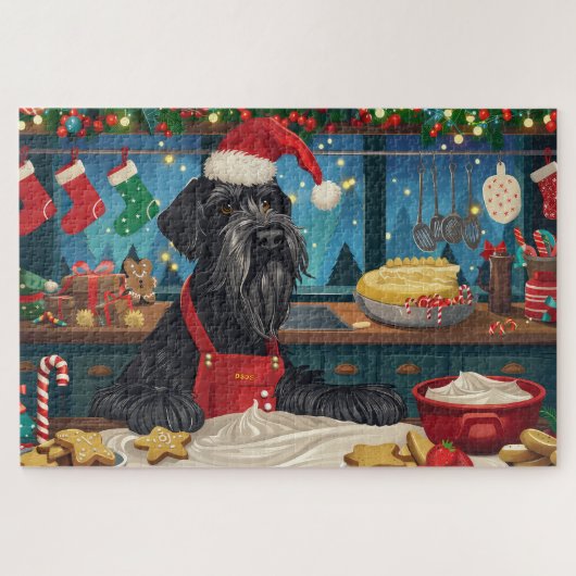 Puzzle Géant Schnauzer Gourmande : Noël Festif (Horizontal)