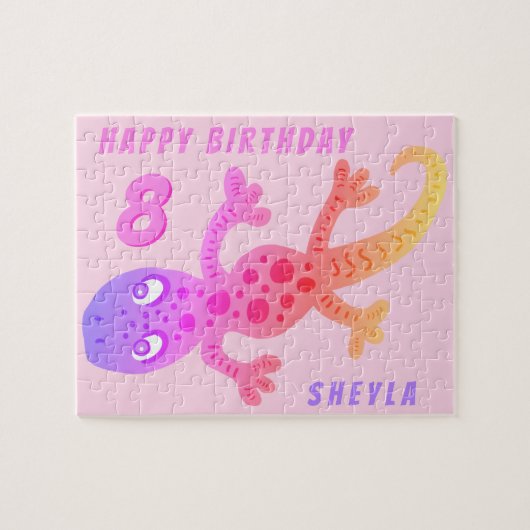 Puzzle Gecko Gecko Lizard Fille Anniversaire Jigsaw Puzzl (Horizontal)