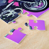 Puzzle Gecko Motorcycle Rider Pink Horizon Ajouter le nom (Côté)