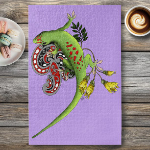 Puzzle Gecko Tribal Lavande Vert Rouge