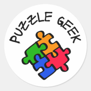 Puzzle Geek Ronde Sticker