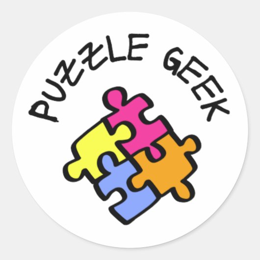 Puzzle Geek Ronde Sticker (Voorkant)