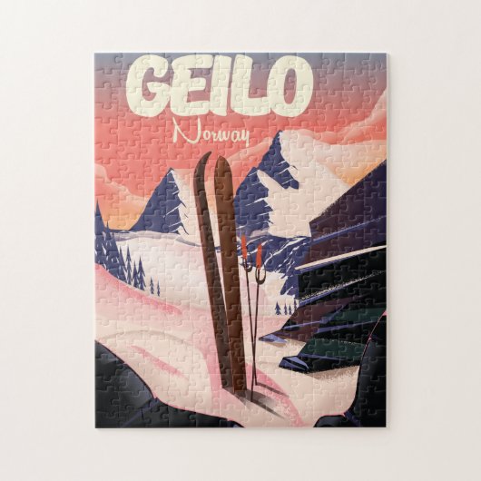 Puzzle Geilo Norvège belle affiche de ski. (Vertical)