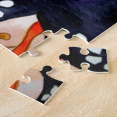 Puzzle Geisha avec kimono bleu foncé peinture d'art origi (Côté)