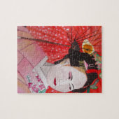 Puzzle Geisha avec parapluie rouge peinture d'art origina (Horizontal)