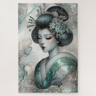Puzzle Geisha en vert série de conception #2