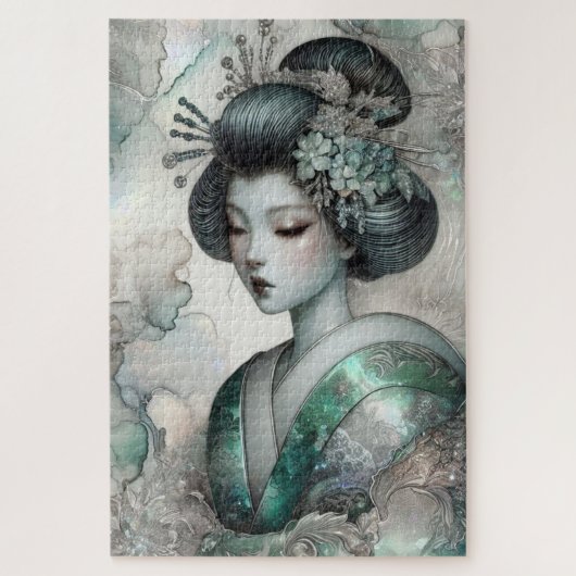 Puzzle Geisha en vert série de conception #2 (Vertical)