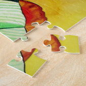 Puzzle Geisha japonais avec kimono vert art original (Côté)