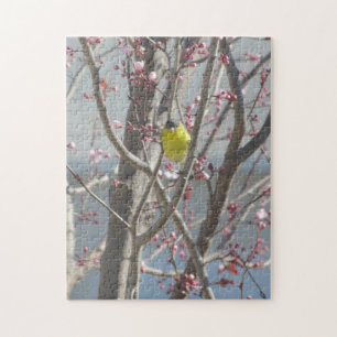 Puzzle - Gele vink in kersenboom Legpuzzel