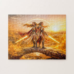Puzzle Gémeaux Zodiaque avec deux femmes guerrières jumel