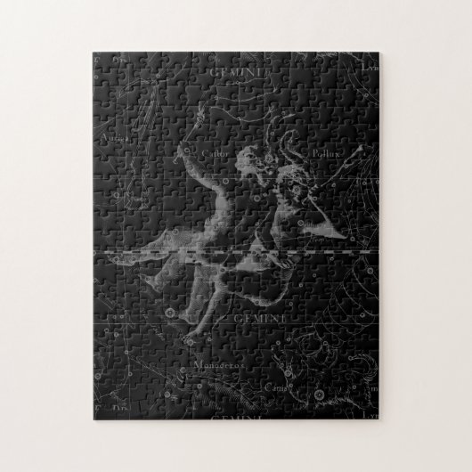 Puzzle Gemini Constellation Map Engraving par Hevelius (Vertical)