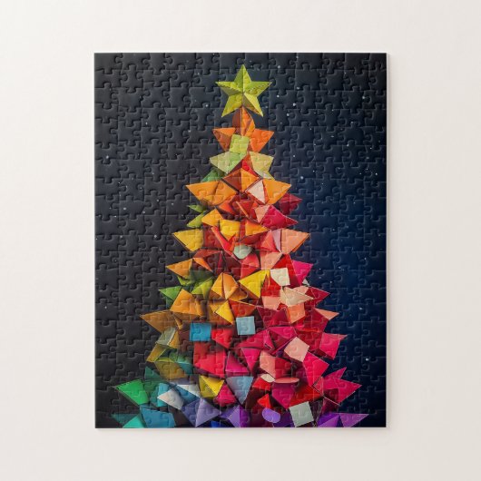 Puzzle Geometric rainbow Christmas tree (Vertical)