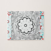 Puzzle Géométrie en cyan rose africain (Horizontal)