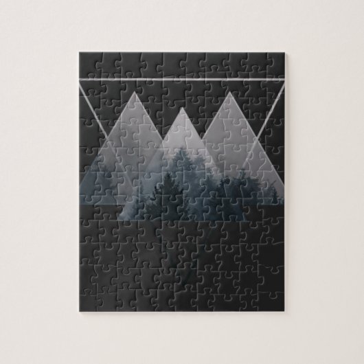 Puzzle Geometry Triangles Misty Forest (Vertical)