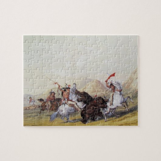 Puzzle George Catlin Attaquant l'ours grizzly 1844 (Horizontal)