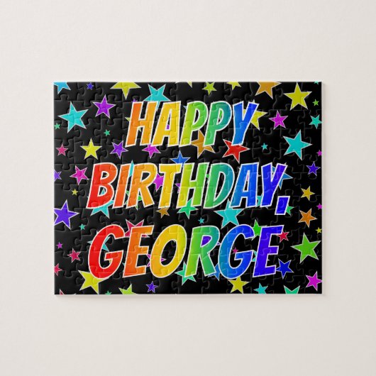 Puzzle "GEORGE" Prénom, Amusant "HEUREUX ANNIVERSAIRE" (Horizontal)