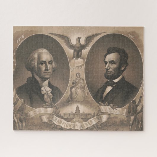 Puzzle George Washington Abraham Lincoln Eagle Patriotiqu (Horizontal)