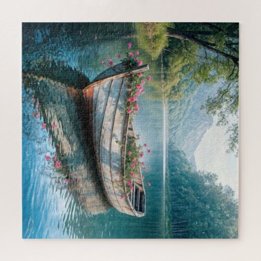 Puzzle Geraniums Roses Dans Un Ancien Bateau À Voie (Horizontal)
