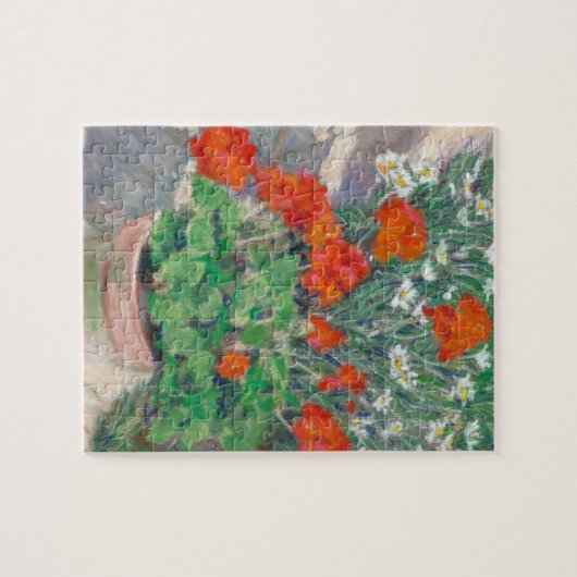 Puzzle Geraniums rouges dans le jardin d'été (Horizontal)
