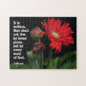 Puzzle Gerbera Daisy avec Verse des Écritures (Luc 4:4) (Horizontal)