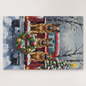 Puzzle German Shepherd Christmas Red Truck Holiday (Horizontal)