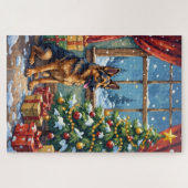 Puzzle German Shepherd Christmas Under The Tree (Horizontal)