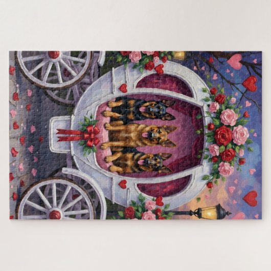 Puzzle German Shepherd Dog Valentine's Day  (Horizontal)