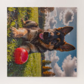 Puzzle German Shepherd Puppy with Toy (Horizontal)