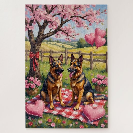 Puzzle German Shepherd Valentine’s Day Art (Vertical)