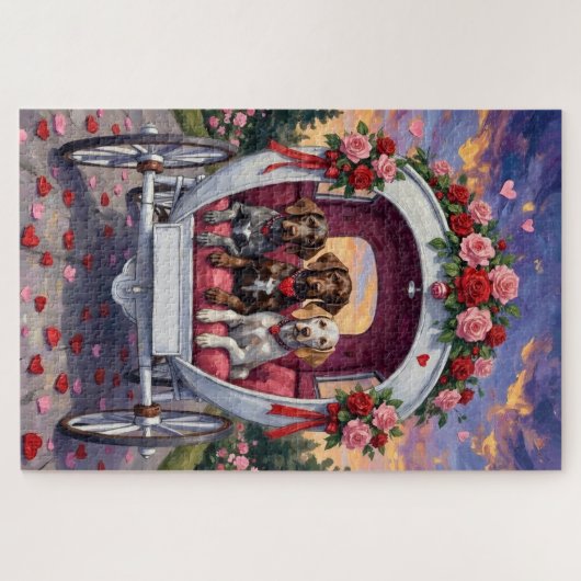 Puzzle German Shorthaired Pointer  Dog Valentine's Day  (Horizontal)