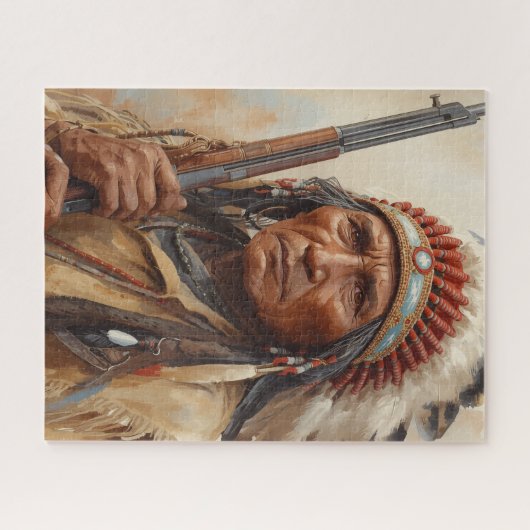 Puzzle Geronimo Indian Chief Warrior Portrait (Horizontal)