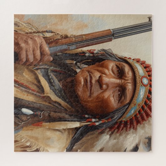 Puzzle Geronimo Indian Chief Warrior Portrait (Horizontal)