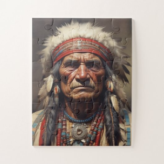 Puzzle Geronimo Portrait du chef guerrier indien (Vertical)