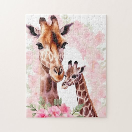 Puzzle Ggirafe mignonne maman et bébé (Vertical)