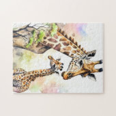Puzzle Ggirafe mignonne maman et bébé (Horizontal)
