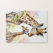 Puzzle Ggirafe mignonne maman et bébé (Horizontal)