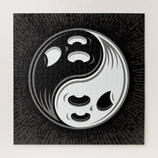 Puzzle Ghost Yin Yang Noir et blanc (Vertical)