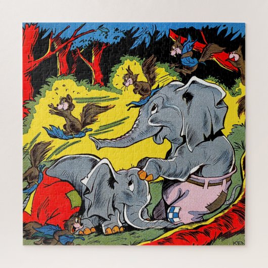 Puzzle Giggle Elephant Animal Vintage Comics (Vertical)